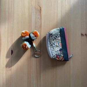 Pom Pom keychain and zippered pouch bundle